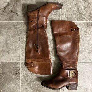 Vince Camuto Chestnut Leather Knee-High Boots